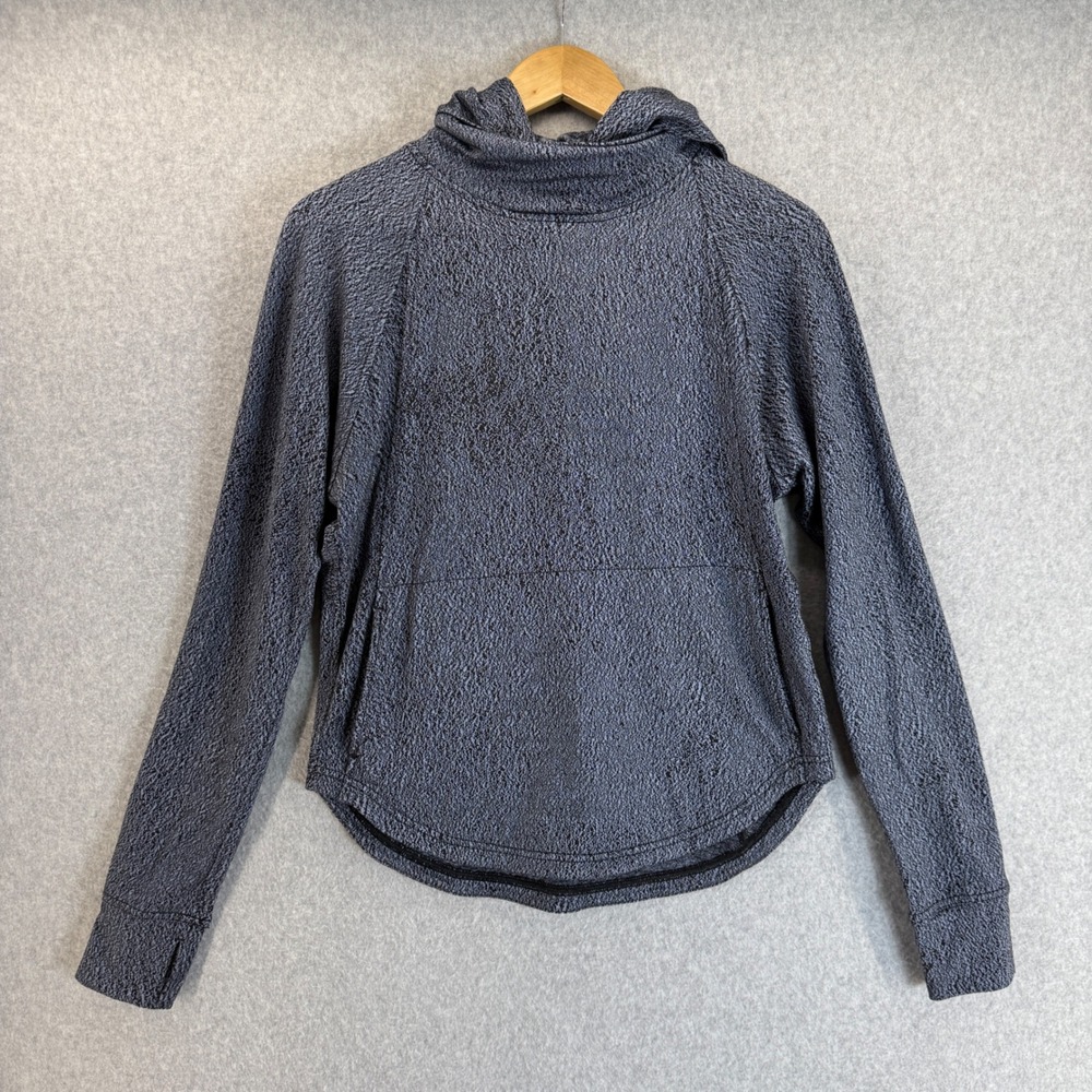 Lululemon Size 4 Blue Black Pick Up The Pace Long Sleeve Hoodie Jacquard Pocket